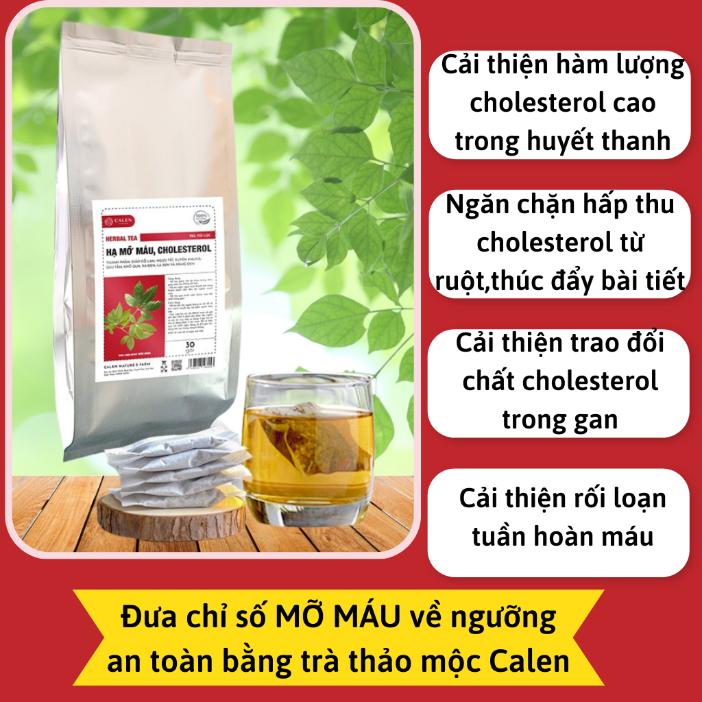 Trà hạ mỡ máu, mỡ nội tạng Canlen giúp giảm cholessterol, giảm mỡ máu, mỡ trong gan, nội tạng hiệu quả bịch 30 túi lọc