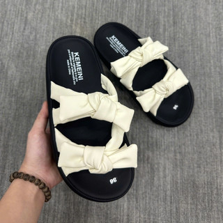 Dép Kiểu Nữ IIGU 2 Quai Đế Nâng 6CM,Dép Đế Xuồng Thắt Nơ Phong Cách Hàn Quốc.