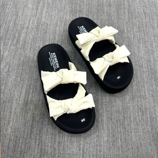 Dép Kiểu Nữ IIGU 2 Quai Đế Nâng 6CM,Dép Đế Xuồng Thắt Nơ Phong Cách Hàn Quốc.