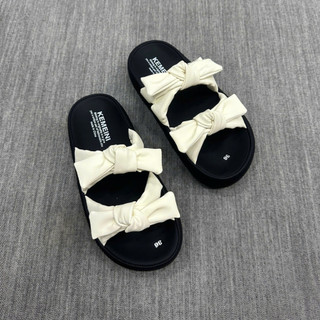 Dép Kiểu Nữ IIGU 2 Quai Đế Nâng 6CM,Dép Đế Xuồng Thắt Nơ Phong Cách Hàn Quốc.