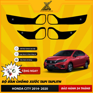 Bộ Dán Chống Xước Tapli Cửa Xe Honda City - Viền Vân Da Carbon Cao Cấp( tặng 1 bộ gương cầu lồi)