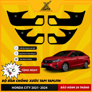 Bộ Dán Chống Xước Tapli Cửa Xe Honda City - Viền Vân Da Carbon Cao Cấp( tặng 1 bộ gương cầu lồi)