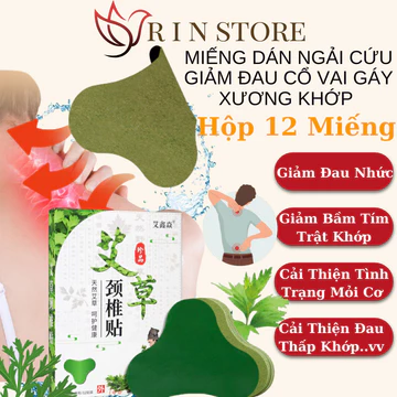 Miếng Dán Ngải Cứu Giảm Đau Cổ Vai Gáy Cao Dán Ngải Cứu Thải Độc Hộp 12 Miếng An Toàn Sức Khoẻ RIN