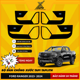 Bộ Dán Chống Xước Tapli Cửa Xe Ford Ranger( RAPTO) - Viền Vân Da Carbon Cao Cấp
