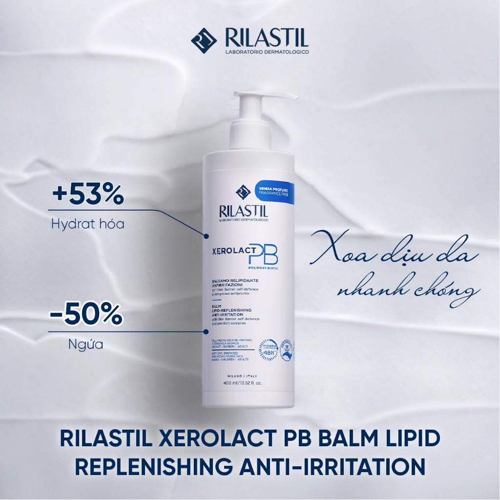 KEM DƯỠNG ẨM CHỐNG MẨN NGỨA  - RILASTIL XEROLACT PB BALM LIPID REPLENISHING ANTI-IRRITATION 50ML,200ML, 400ML - ÚT STORE