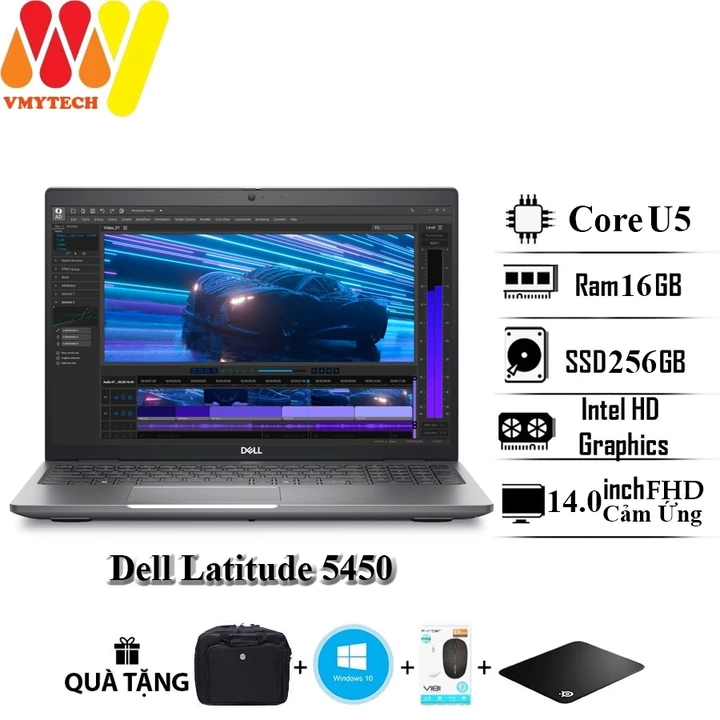Dell Latitude 5450, Dell E5450, Intel Core Ultra 5 135U, Ram 16GB, SSD 256GB, 14inch FHD cảm ứng