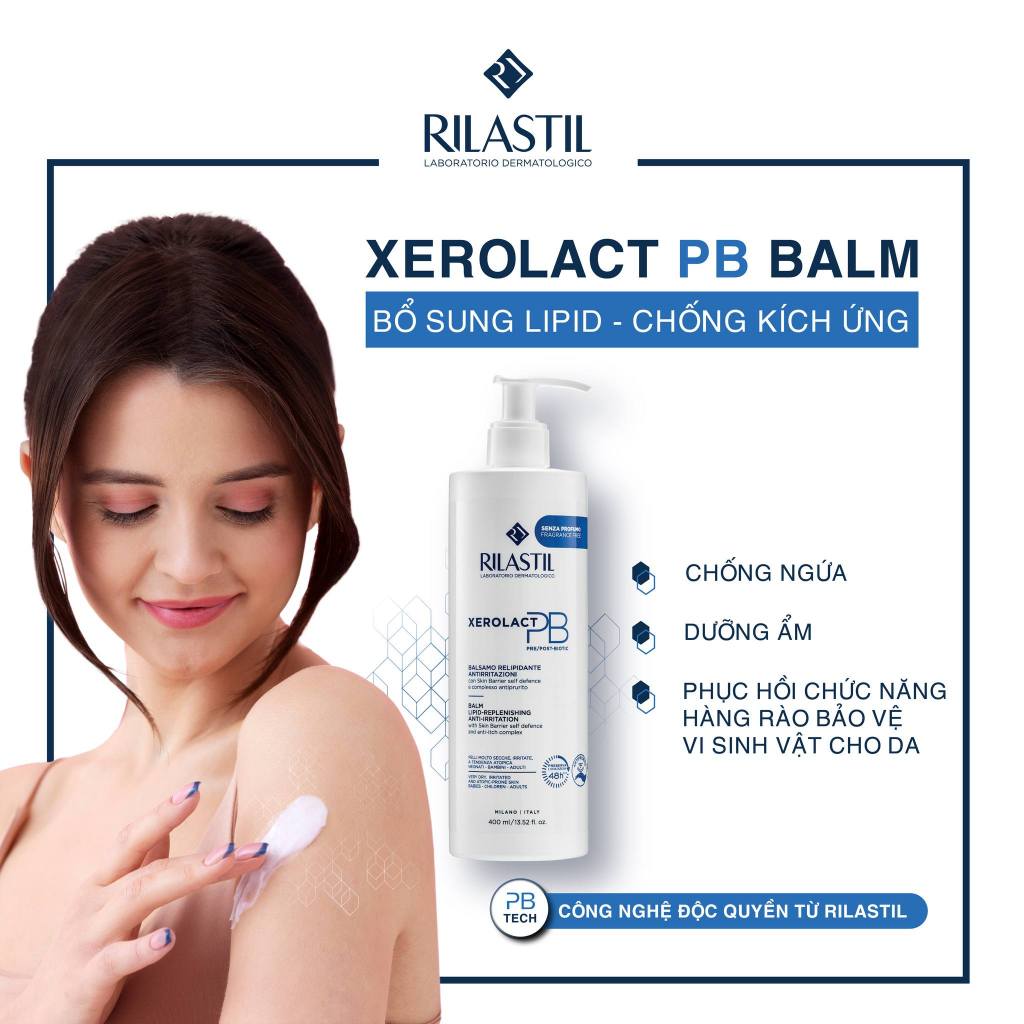 KEM DƯỠNG ẨM CHỐNG MẨN NGỨA  - RILASTIL XEROLACT PB BALM LIPID REPLENISHING ANTI-IRRITATION 50ML,200ML, 400ML - ÚT STORE