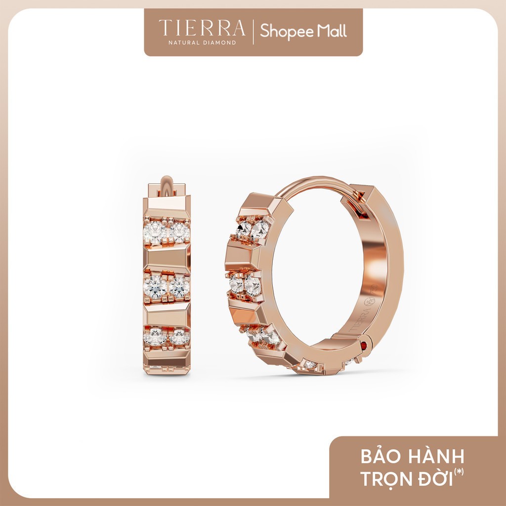 [CHAT TRƯỚC KHI ĐẶT] Bông Tai Tierra Choco Bar Earring With Round FBT5009, Vàng 10K/ 14K/ 18K, Phụ Kiện Trang Sức