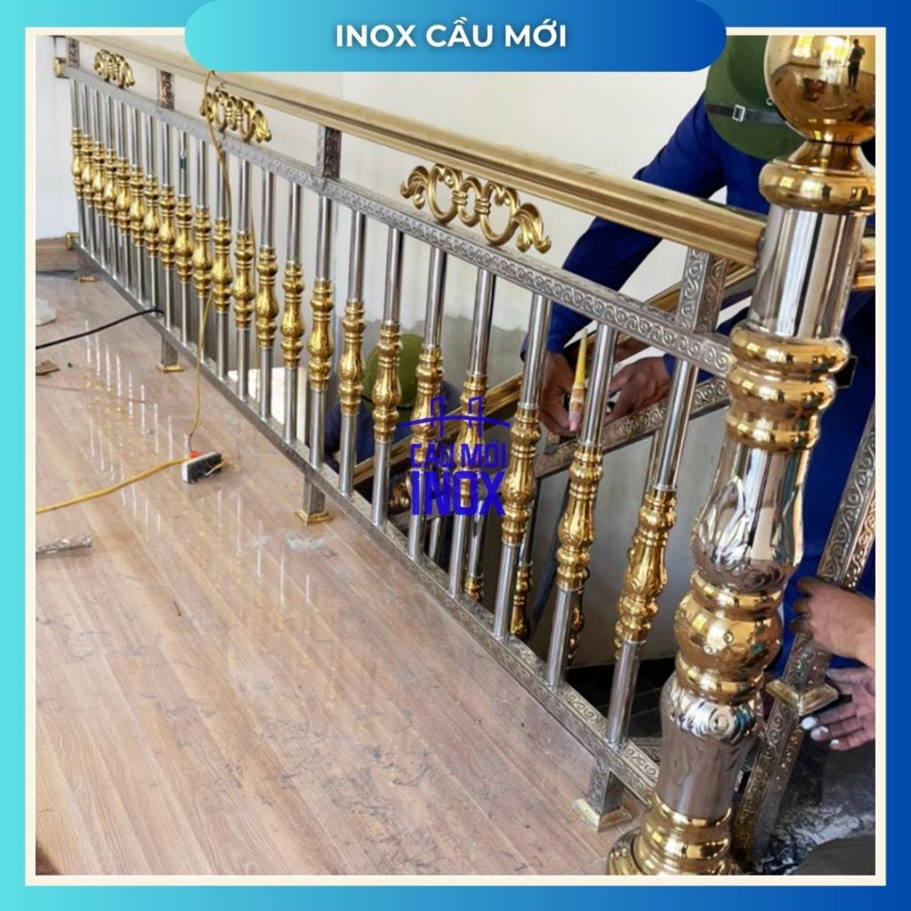 COC vàng/bạc hình trái tim, inox 304, kích thước 100x500, hoa văn mỹ thuật inox chất lượng cao