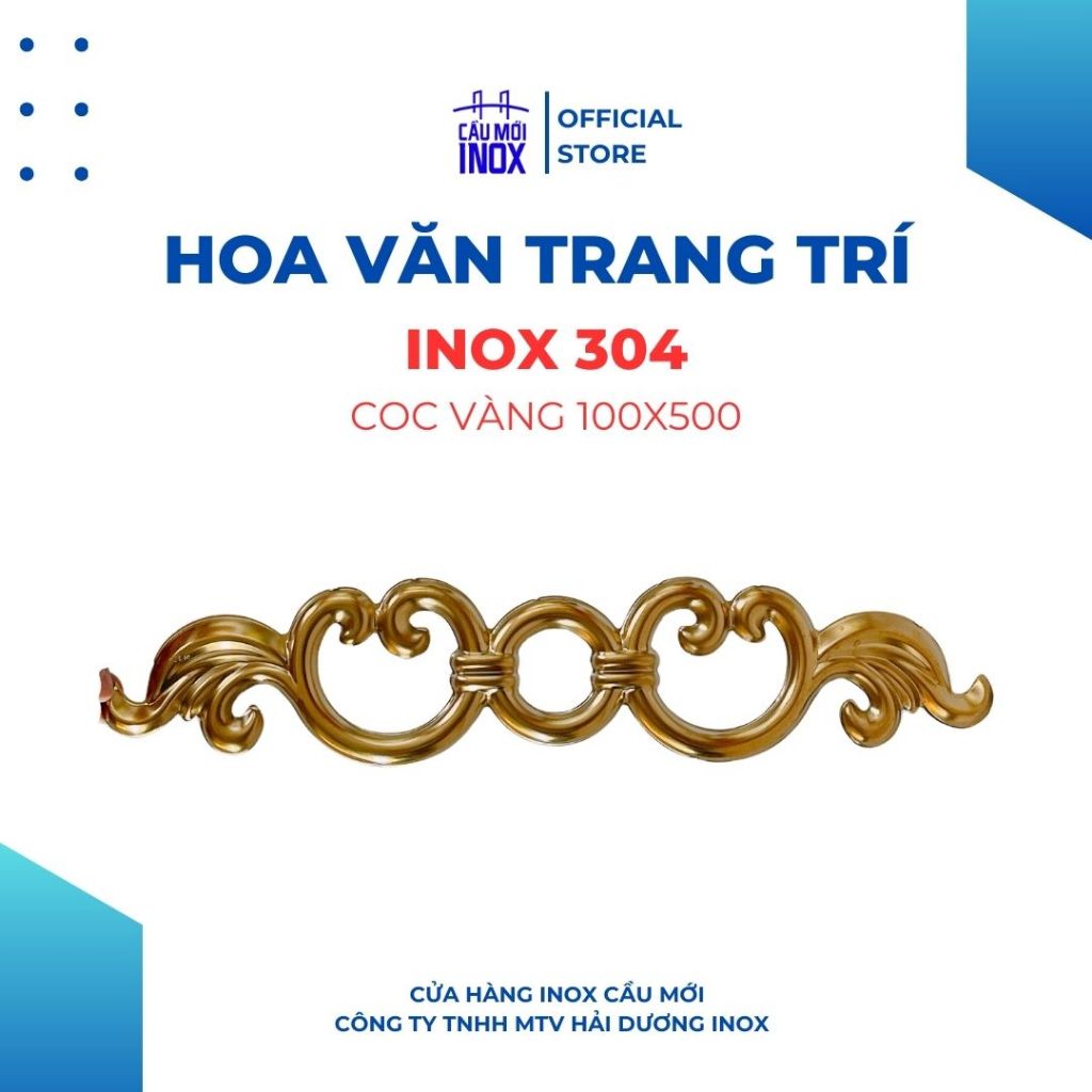 COC vàng/bạc hình trái tim, inox 304, kích thước 100x500, hoa văn mỹ thuật inox chất lượng cao