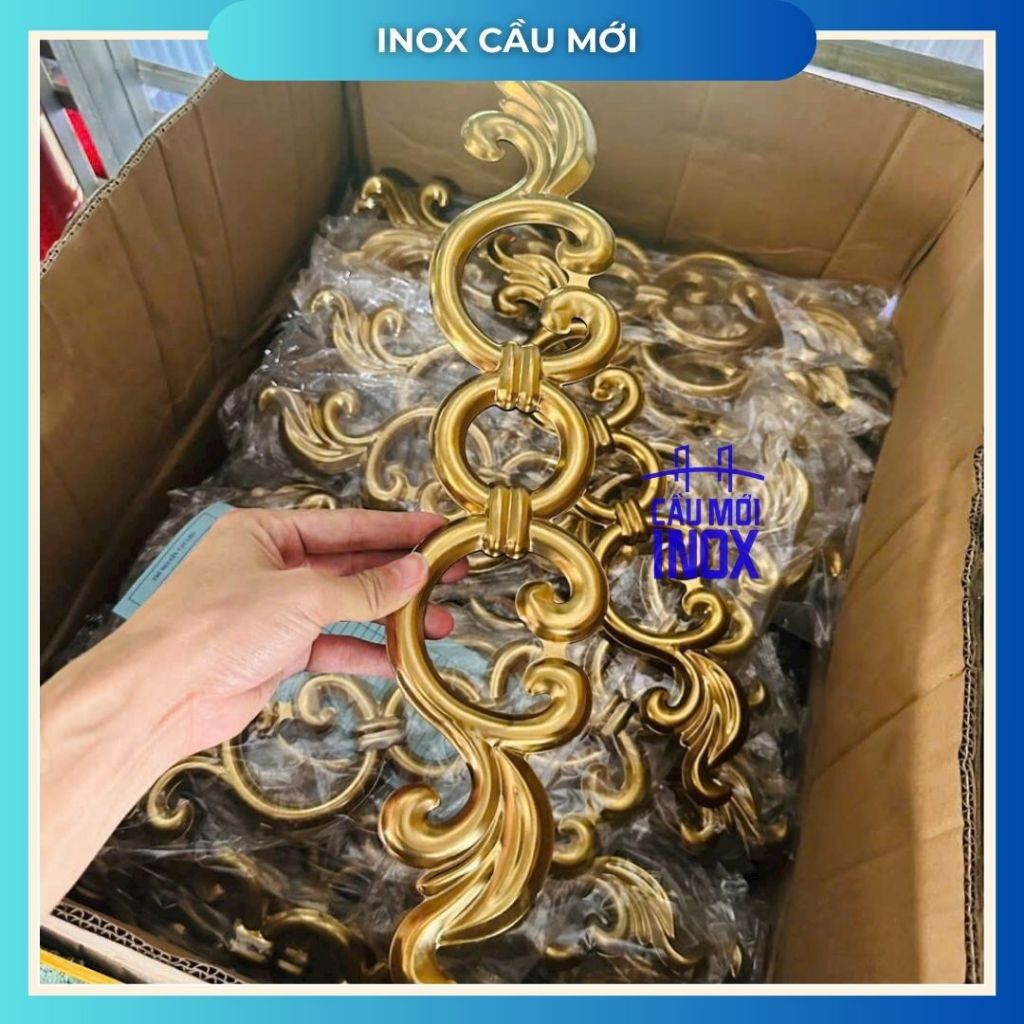 COC vàng/bạc hình trái tim, inox 304, kích thước 100x500, hoa văn mỹ thuật inox chất lượng cao