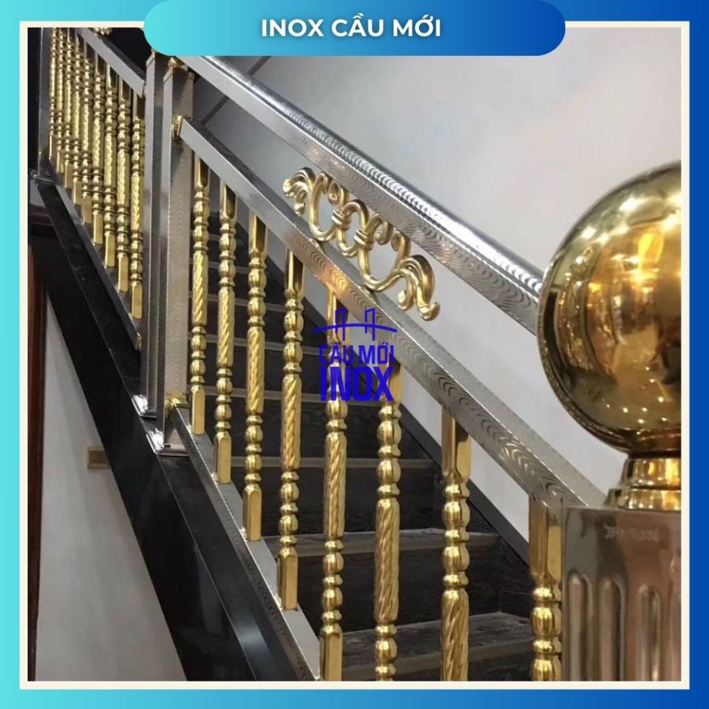COC vàng/bạc hình trái tim, inox 304, kích thước 100x500, hoa văn mỹ thuật inox chất lượng cao