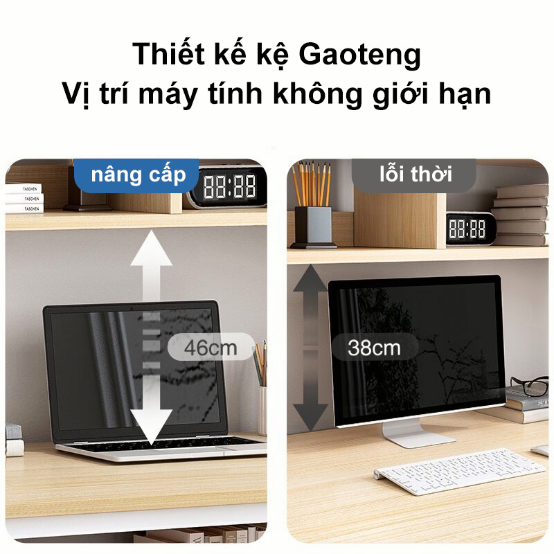 SUNNY  Bàn Làm Việc Có Kệ Sách U4 Bàn Học Sinh Bàn Gỗ Mdf Dày 15mm Chân Sắt Sơn Tĩnh Điện 2 Tầng