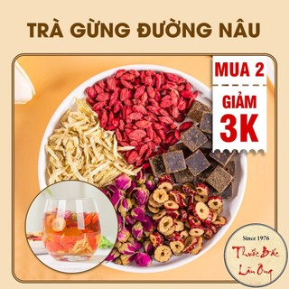 Trà gừng đường nâu 5-10 set mix sẵn, trà thảo mộc hỗ trợ giảm đau bụng dâu, giữ ấm cơ thể - Lãn Ông
