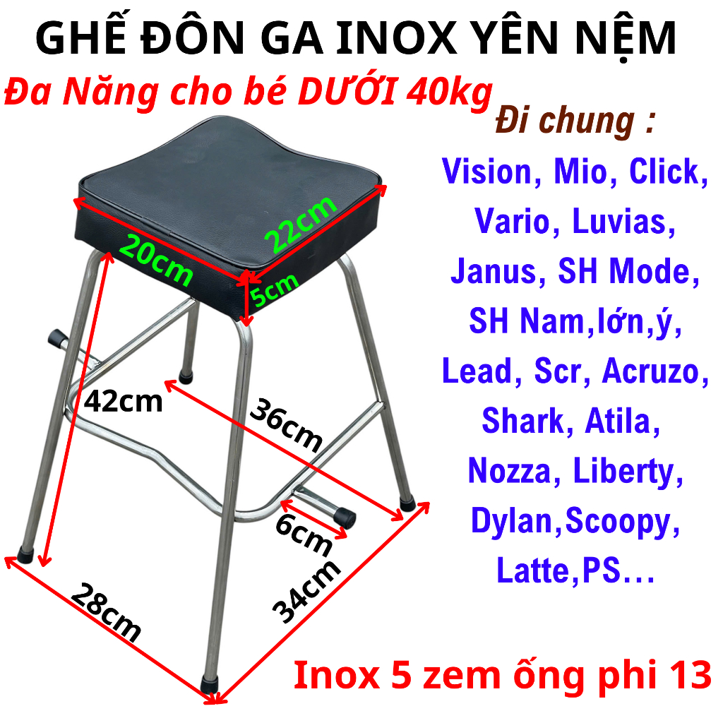 [ ĐÔN NỆM ] GHẾ ĐÔN GA YÊN NỆM ĐEN LÕM XE SH CÁC LOẠI