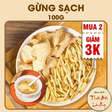 Gừng khô thái sợi 100g, gừng sạch thái lát tự chọn, trà gừng thơm cay - Lãn Ông