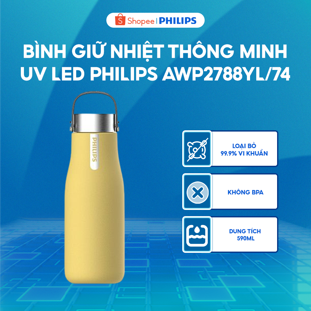 Bình Giữ Nhiệt Thông Minh UV Led Philips AWP2788YL/74 Vàng Chính Hãng Bảo Hành 2 Năm