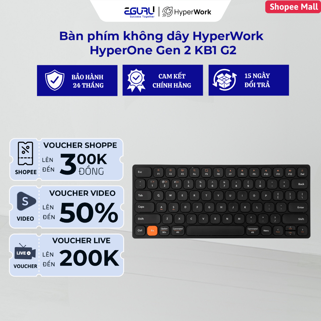 Bàn phím không dây HyperWork HyperOne Gen 2 KB1 G2 | Hàng Chính Hãng ...