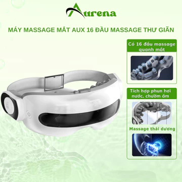 Máy massage mắt AUX 16 đầu massage thư giãn giảm mỏi mắt bọng thâm mắt, máy matxa mắt có phun hơi nước