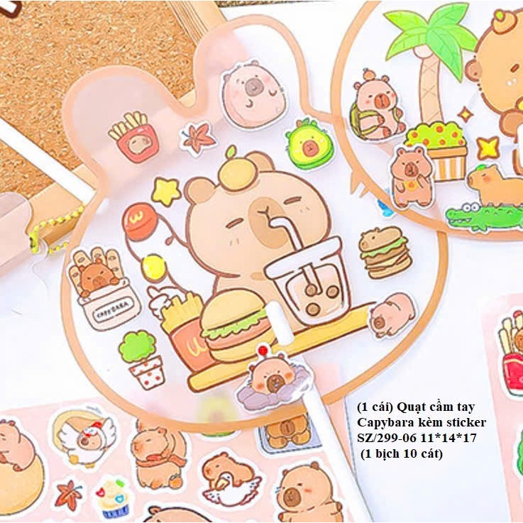 Quạt Cầm Tay Tự Rạp Hình Capybara Bằng Nhựa Dẻo Tặng Kèm Sticker ...