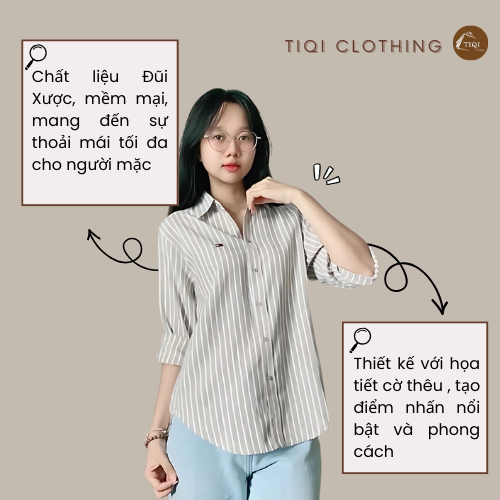 Áo Sơ Mi Sọc Tay Dài Thêu Hình Cờ, Chất Xô Hàn Mềm Mại, Sơ Mi Caro Nhiều Màu Pastel Dễ Phối Đồ