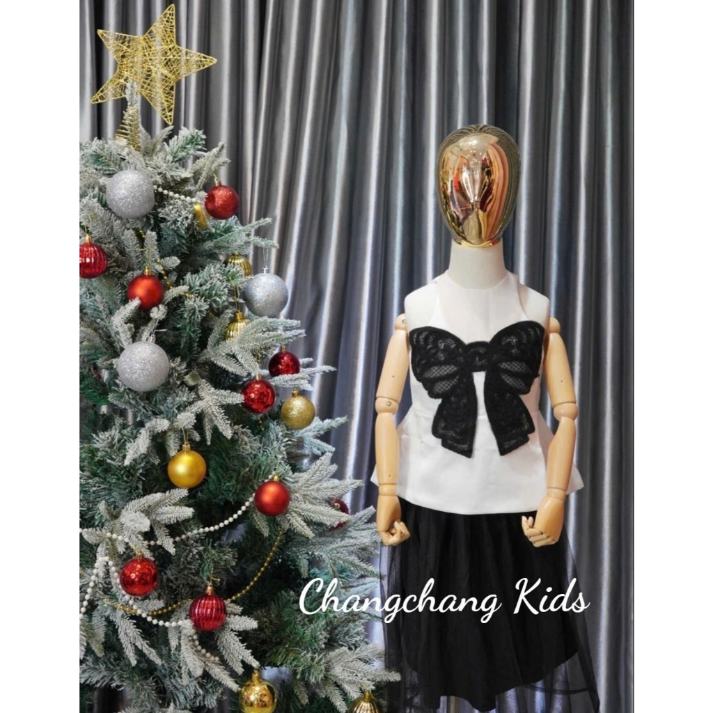SALE SALE Set váy bé gái áo nơ, chân váy von dài cho mẹ và bé gái từ 13-55kg