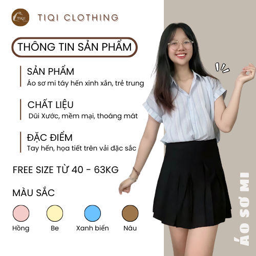 Áo Sơ Mi Trơn Sơ Mi Tay Hến Chất Đũi Xước ,Áo Trơn, Sơ Mi Nữ Form Vừa Trẻ Trung
