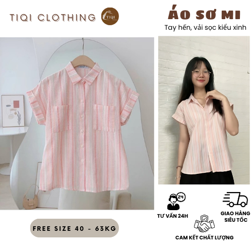 Áo Sơ Mi Trơn Sơ Mi Tay Hến Chất Đũi Xước ,Áo Trơn, Sơ Mi Nữ Form Vừa Trẻ Trung