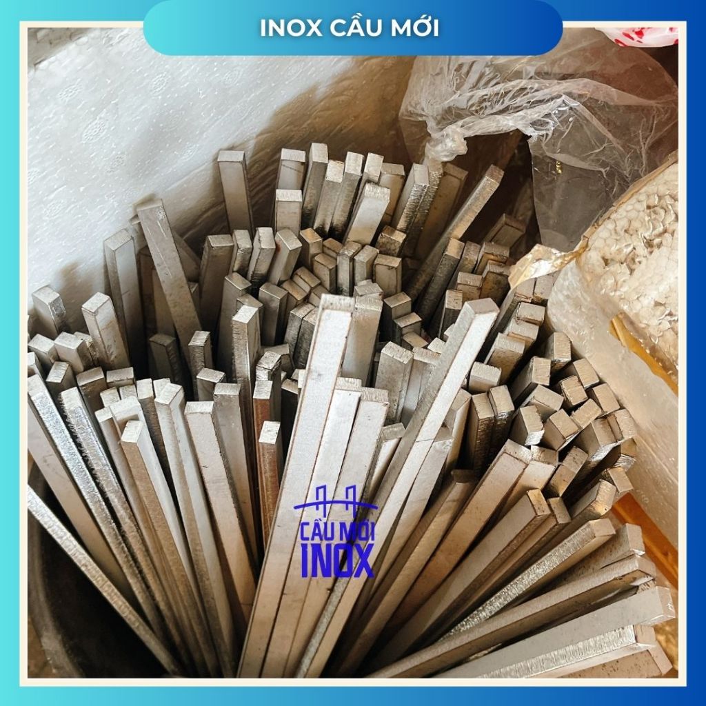 Thanh la inox 304, lập là, nẹp la bản rộng 1cm, dày 6ly, dài 25cm