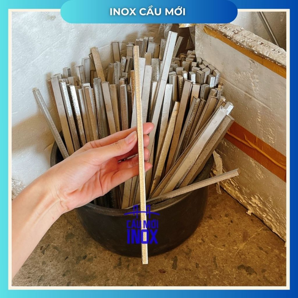 Thanh la inox 304, lập là, nẹp la bản rộng 1cm, dày 6ly, dài 25cm
