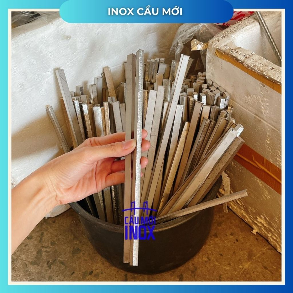 Thanh la inox 304, lập là, nẹp la bản rộng 1cm, dày 6ly, dài 25cm