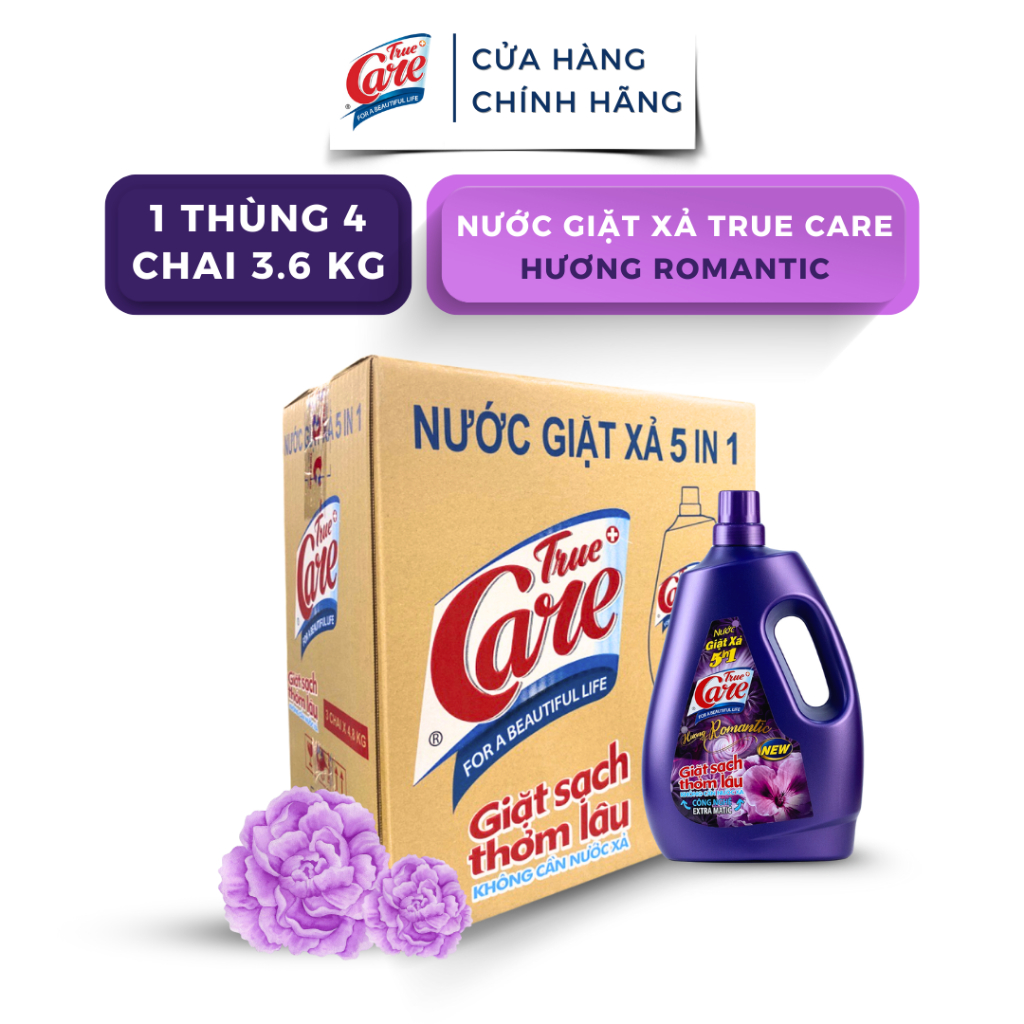 Thùng Nước Giặt Xả True Care 5in1 Hương Romantic (2.4Kg - 4.8Kg)