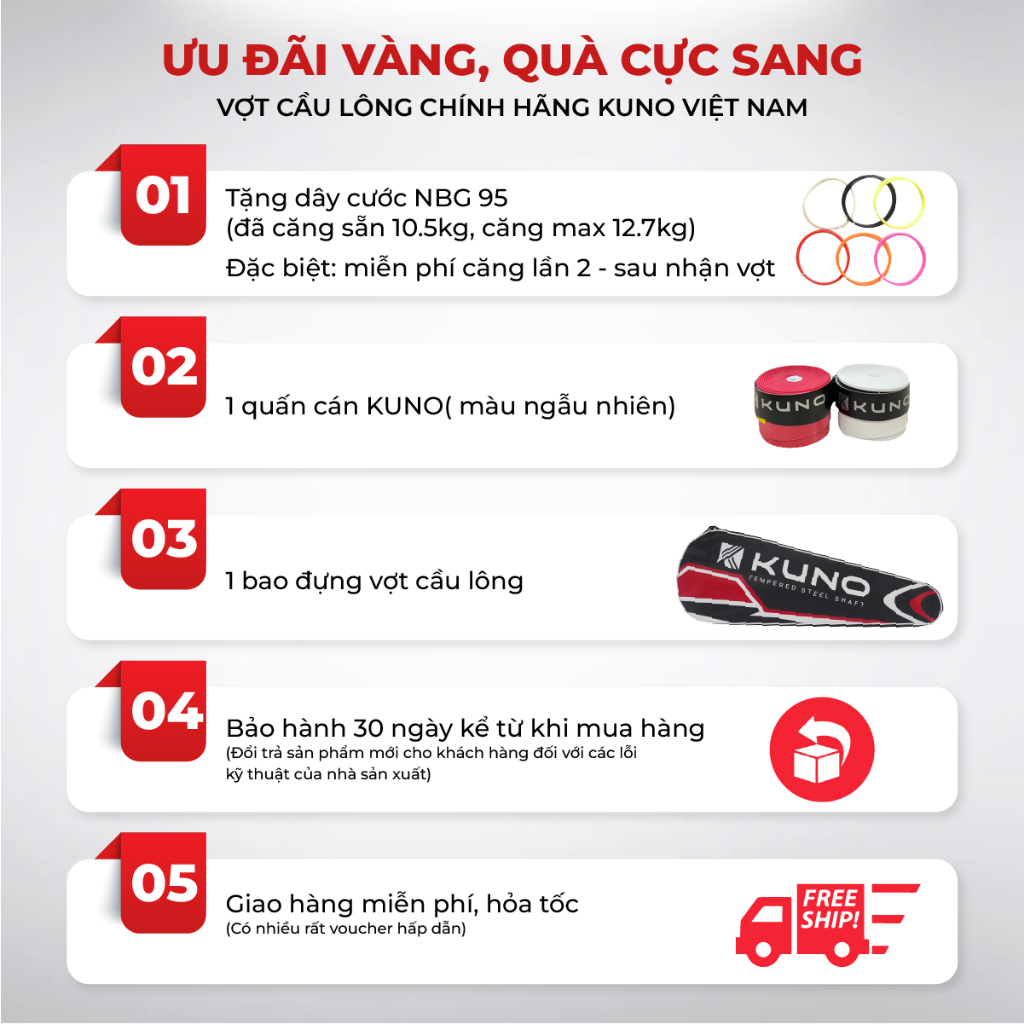 Ảnh Kuno Vợt cầu lông A97 chính hãng,4U công thủ toàn diện tặng kèm cước vợt, bao đựng, quấn cán 3