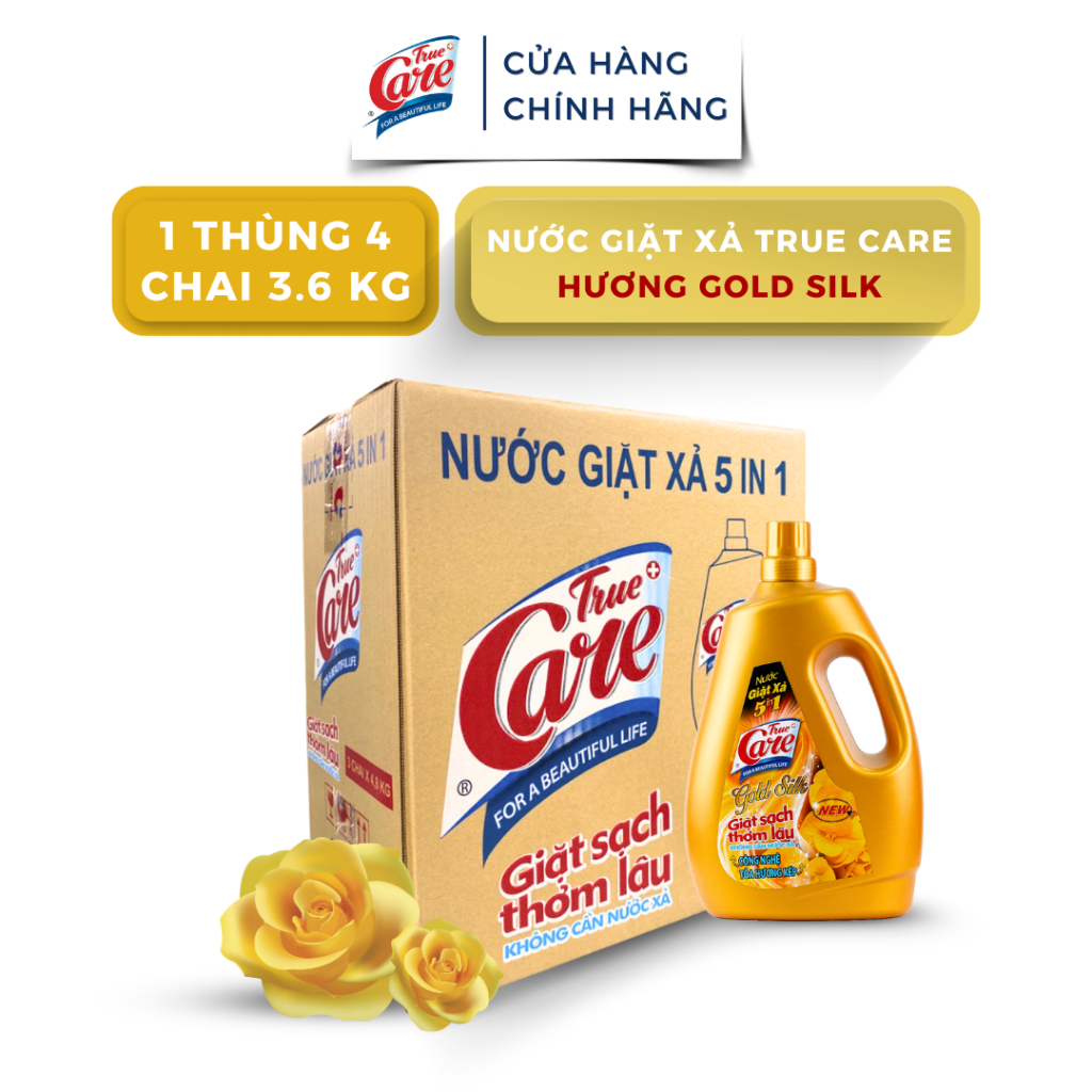 Thùng Nước Giặt Xả True Care 5in1 Hương Gold Silk (2.4Kg - 4.8Kg)