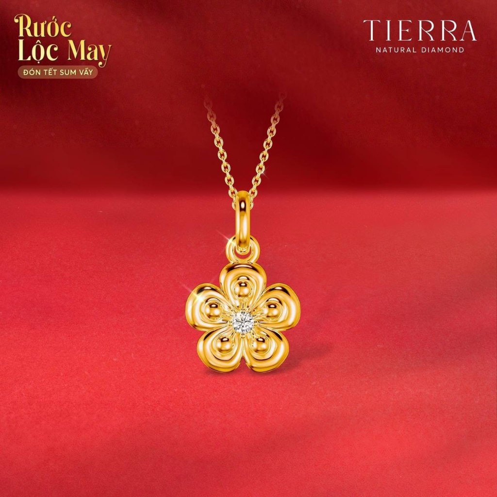 [CHAT TRƯỚC KHI ĐẶT] Mặt Dây Chuyền Xuân Đào Tierra FMD5020 Vàng 10K/ 14K/ 18K Tấm CZ, Phụ Kiện Trang Sức Nữ