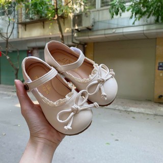 TĂNG 1 SZ Giày búp bê đính nơ tiểu thư quai dính đế siêu mềm cho bé gái 1-7 tuổi K158