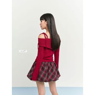 𝐉𝐚𝐧𝐧𝐚 𝐓𝐨𝐩 - Áo kiểu nữ, áo thun tay dài trễ vai thiết kế nơ vai nhiennhienvintage NAT00017