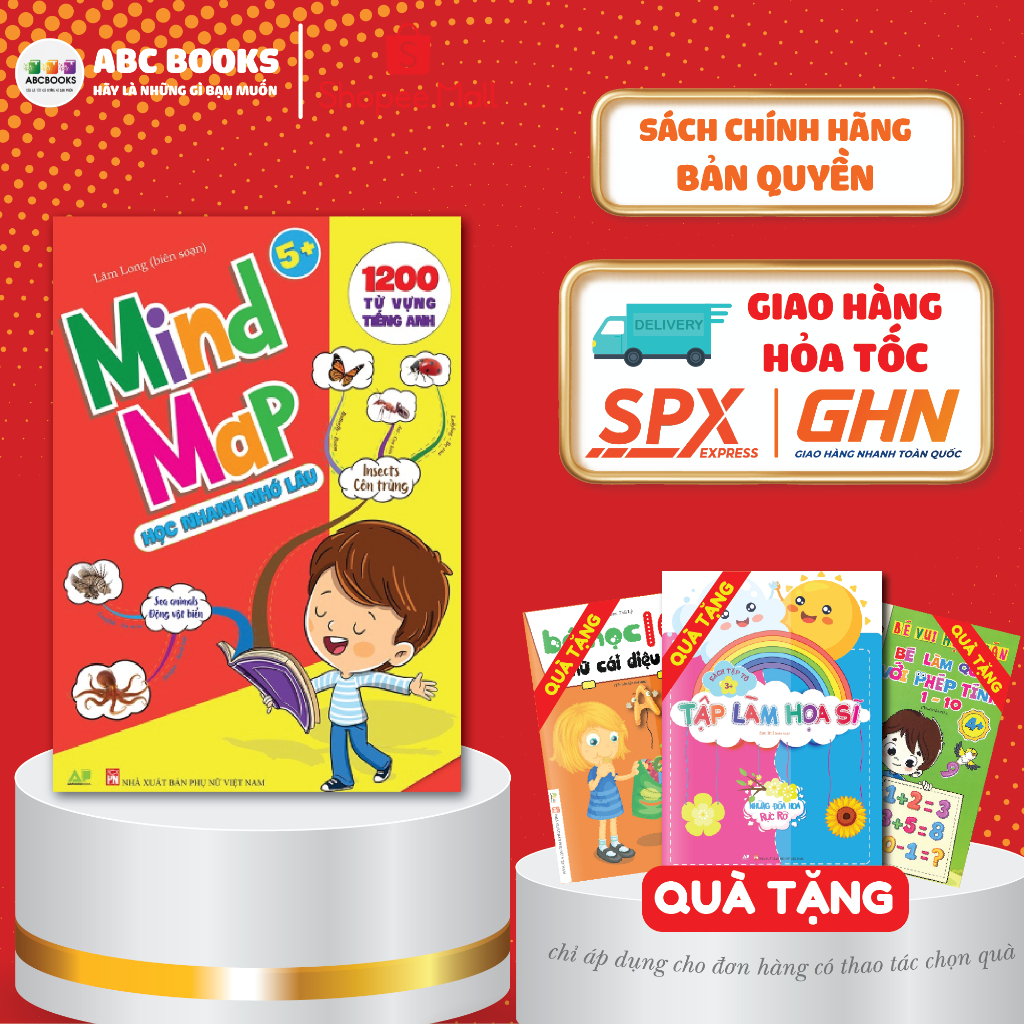 Sách - 1200 Từ Vựng Tiếng Anh Cho Bé - Mind Map Học Nhanh, Nhớ Lâu ( 5 TUỔI +)