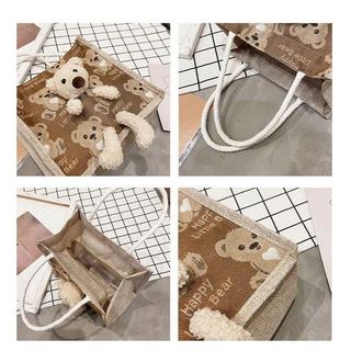 Túi cói mini gấu bông dễ thương
