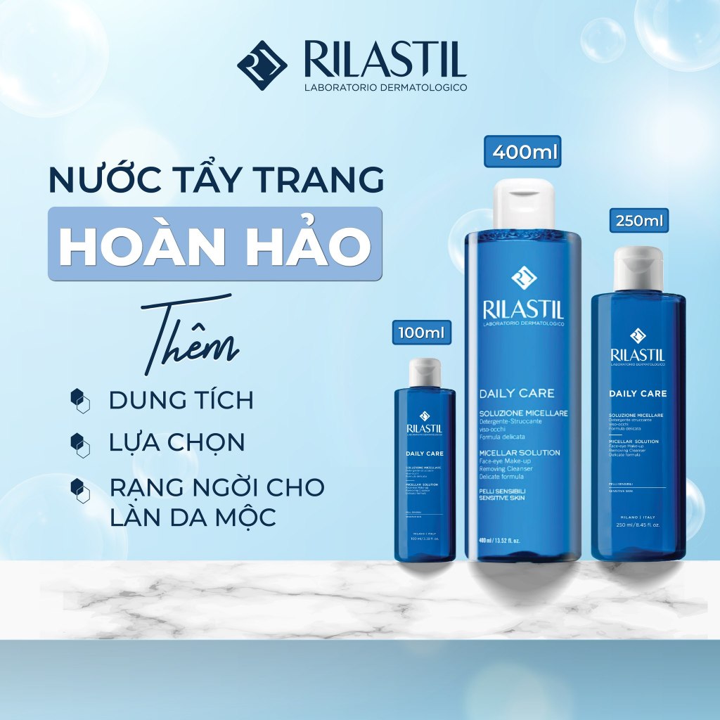 NƯỚC TẨY TRANG HÀNG NGÀY  - RILASTIL DAILY CARE MICELLAR SOLUTION 400ML, 100ML, 250ML - ÚT STORE