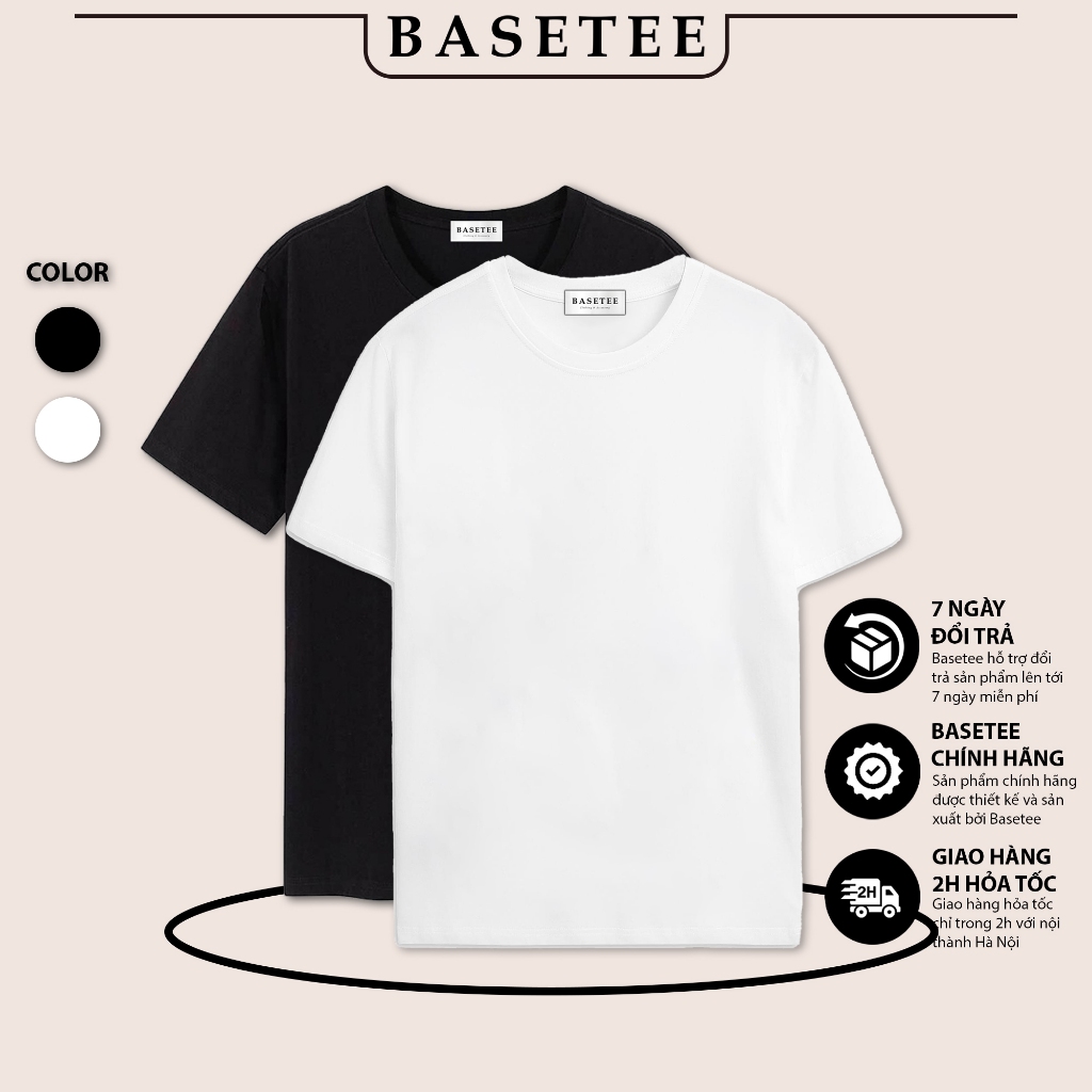 Áo thun trơn Basic mềm mịn co dãn thấm hút mồ hôi 40-100kg form suông Unisex Basetee