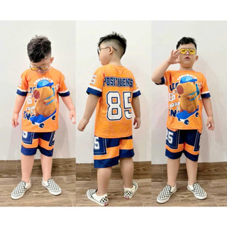 Đồ bộ mặc nhà bé trai quần ngắn áo ngắn họa tiết hip hop hiện đại chất thun lạnh in 3D