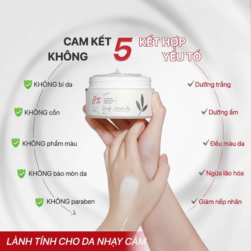 Ảnh Kem Body Trắng Da Alpha Arbutin 2% Niacinamide 5% Kojic aicd 1% - Công thức chuẩn khoa học GUO 4