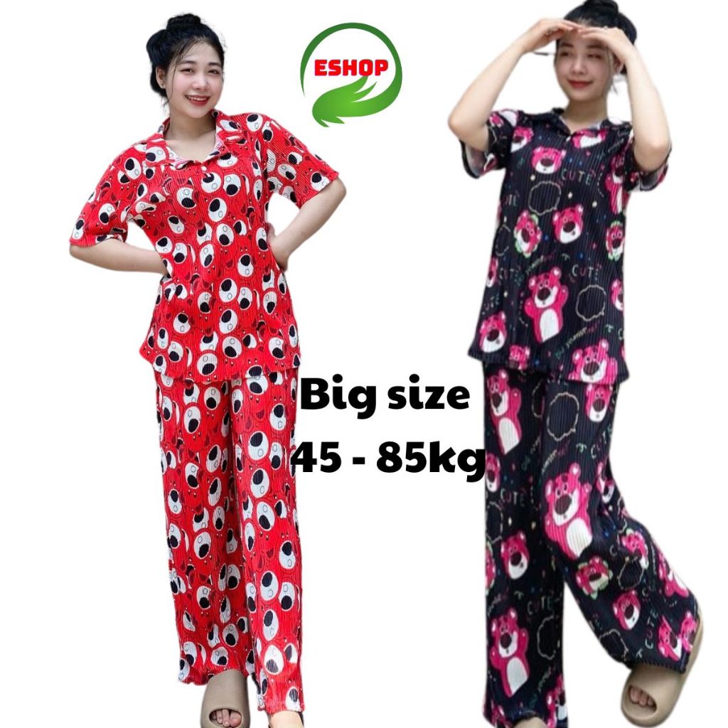 Đồ bộ nữ dập ly vải bóng Bigsize 40-90Kg ESHOP đồ bộ mặc nhà set bộ xinh đẹp dễ thương hoạt hình