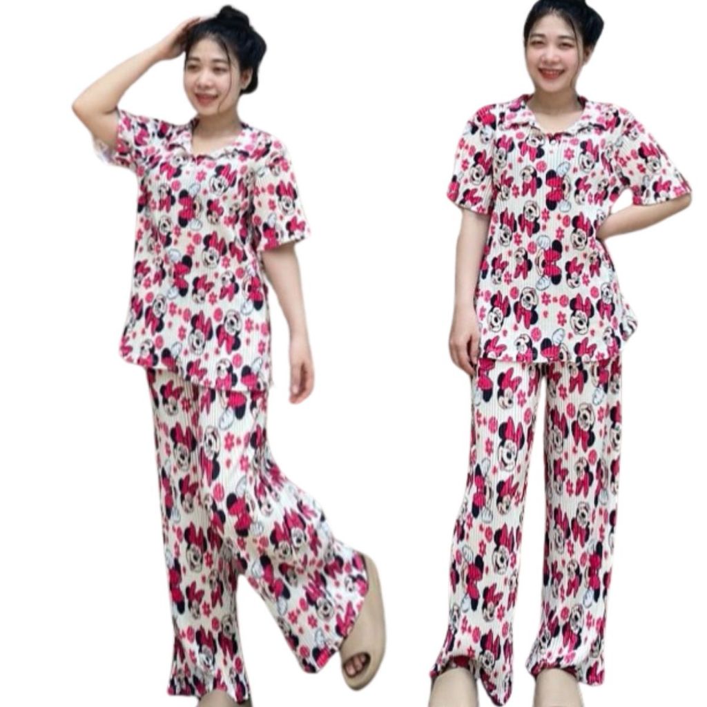 Đồ bộ nữ dập ly vải bóng Bigsize 40-90Kg ESHOP đồ bộ mặc nhà set bộ xinh đẹp dễ thương hoạt hình