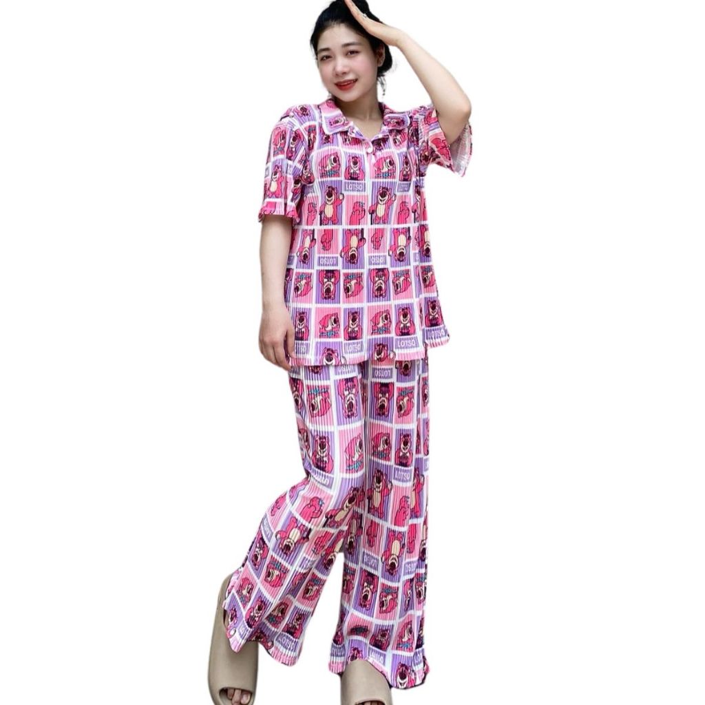 Đồ bộ nữ dập ly vải bóng Bigsize 40-90Kg ESHOP đồ bộ mặc nhà set bộ xinh đẹp dễ thương hoạt hình