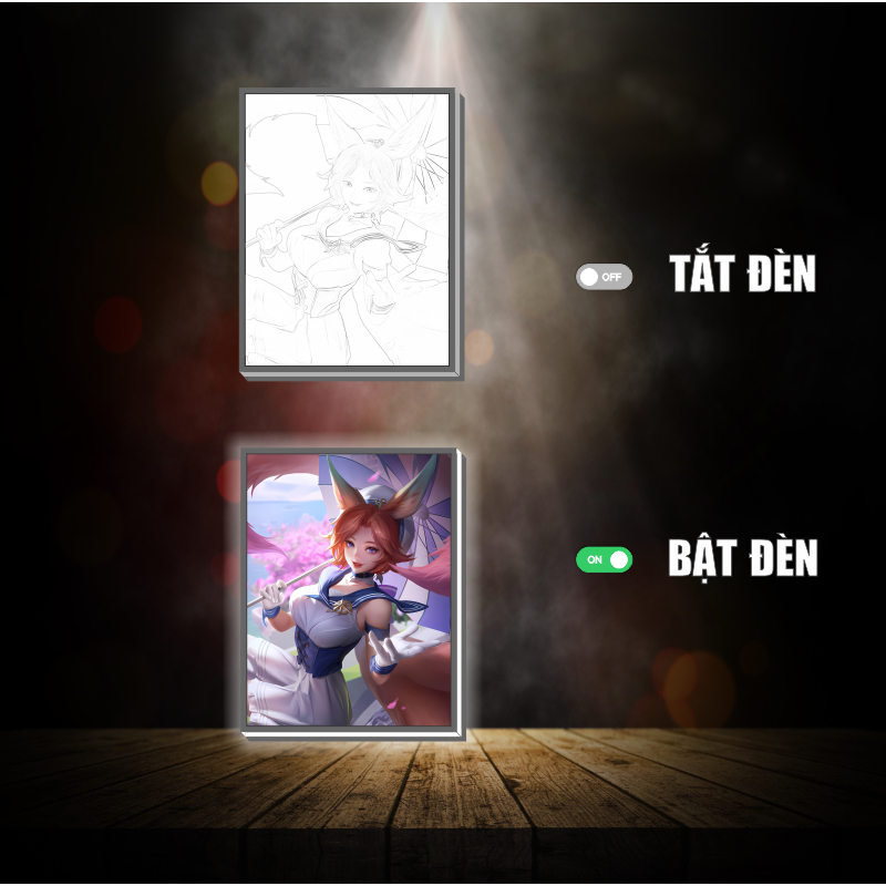 Tranh đèn led 3D đổi màu Liên quân Mobile - Tranh đèn led 3D ANIME trang trí bàn làm việc, đèn ngủ
