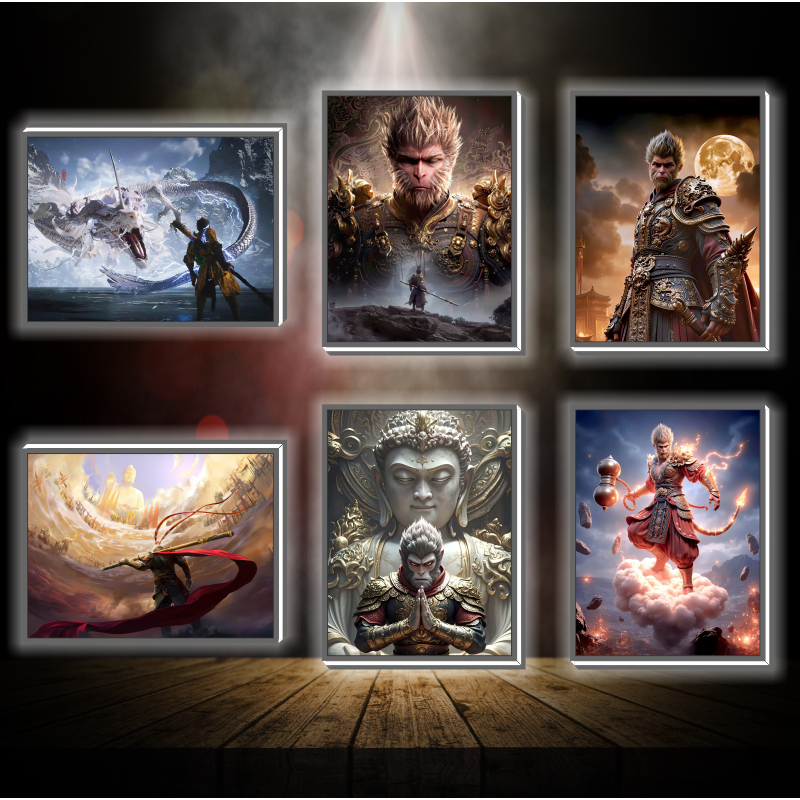 Tranh đèn led 3D đổi màu Wukong - Tranh đèn led 3D ANIME trang trí bàn làm việc, đèn ngủ