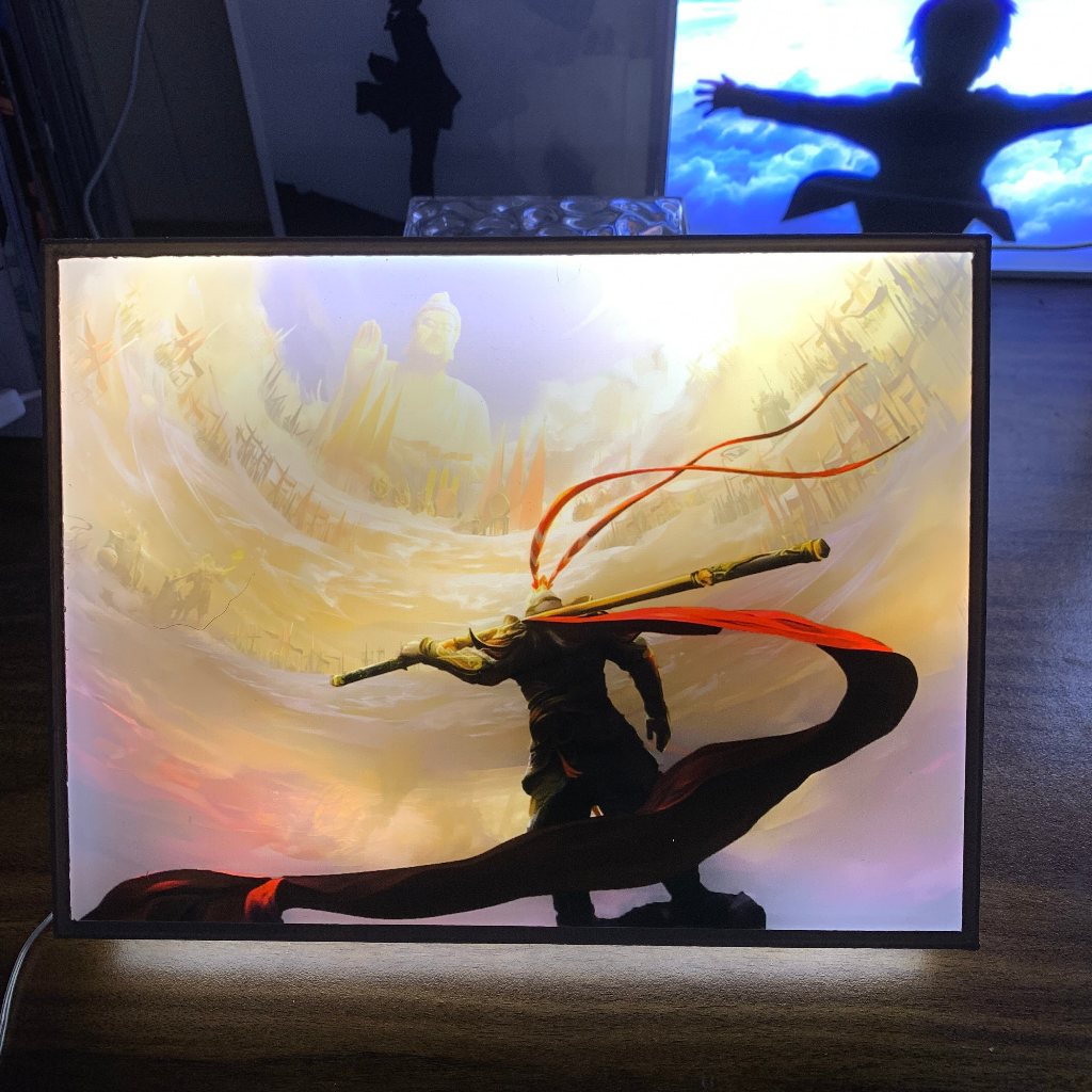 Tranh đèn led 3D đổi màu Wukong - Tranh đèn led 3D ANIME trang trí bàn làm việc, đèn ngủ