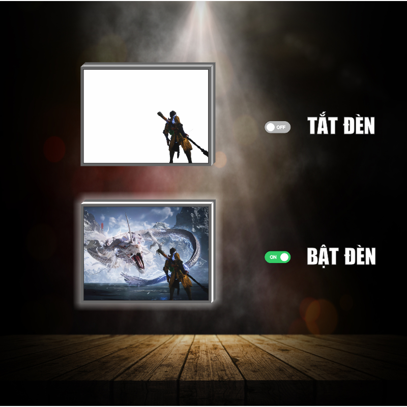 Tranh đèn led 3D đổi màu Wukong - Tranh đèn led 3D ANIME trang trí bàn làm việc, đèn ngủ